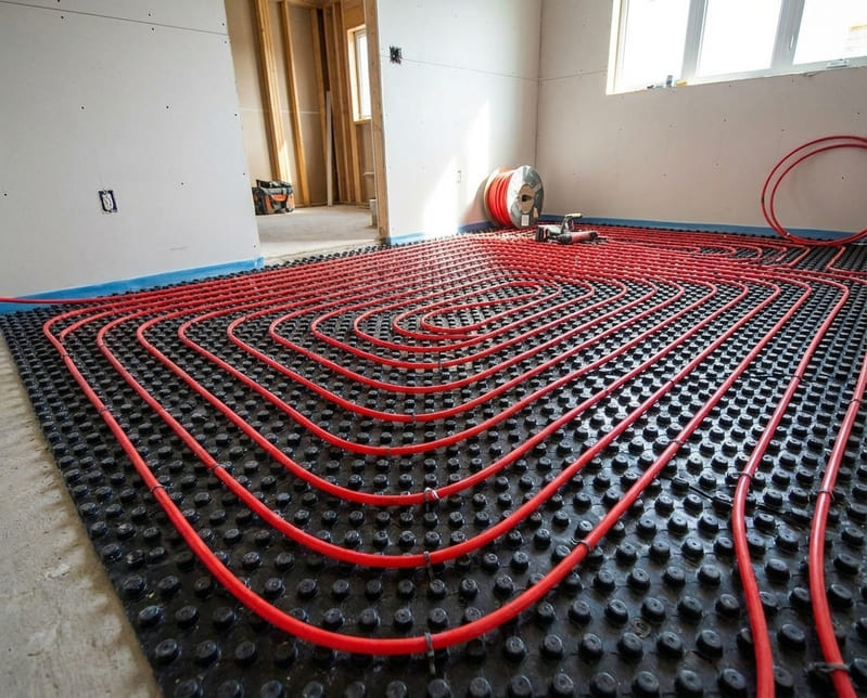 Fußbodenheizung Verlegung im Neubau – Heizkreise auf Noppenplatte in Kassel